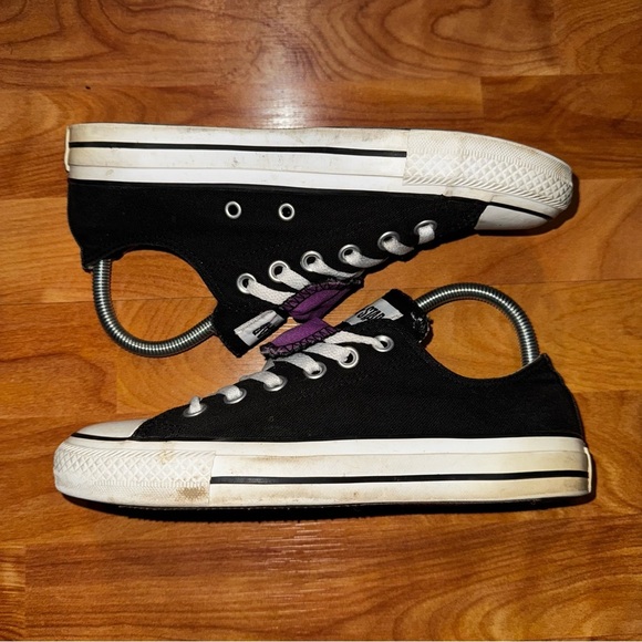 Converse All Star Double Tongue Low Top Sneakers 530236F Black Purple Women's 7 - Picture 8 of 10